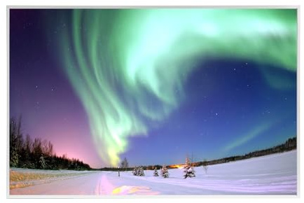 Behaglich Infrarotheizung Bild 600W, Infrarotheizung Wandmontage, 8-15 m² | Energiesparender Heizlüfter, Überhitzungsschutz, 0dB, TÜV, für Badezimmer, 10 Jahre Garantie - Polarlichter