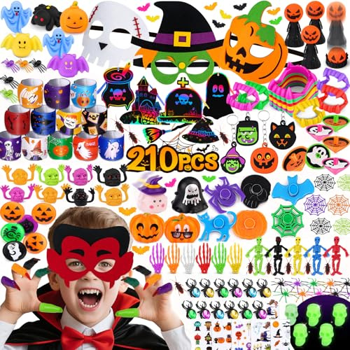 210 Piezas Juguetes para Rellenar Bolsas de Halloween, 25 Tipos Juguetes Rellenos Piñatas de Halloweens, Regalar en Halloween, Regalo de Truco o Trato para Niños