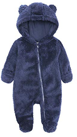 KIDDLETOWN Baby Snowsuit Newborn Winter Hooded Romper Fleece Snowsuit Baby Zipper Jumpsuit Cartoon Bear Winter Coat for Girls and Boys 0-12 Months