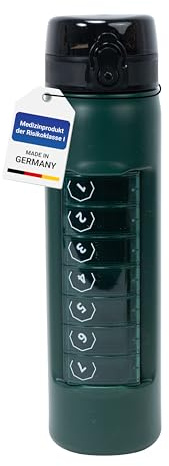 CINIBOX 2GO - Pill Box & 700 ml Water Bottle in One - Pill Box for 7 Days - Easy to Open & Securely Closed - BPA Free & Food Safe - Medical Device - Made in Germany