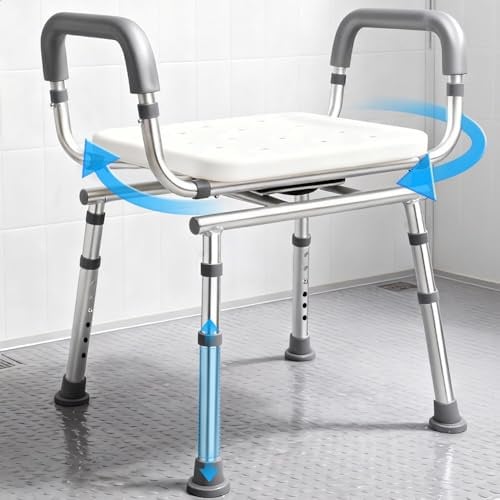 Agrish Fauteuil de Douche Pivotant à 360° avec Accoudoirs