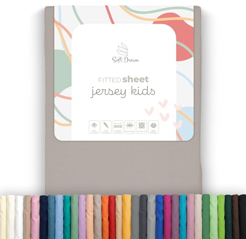 Soft Dream Spannbettlaken 90x160 cm Baumwolle Jersey | Taupe | Steghöhe 20 cm | 150 g/m² | gekämmte Baumwolle | OEKO-TEX Standard 100