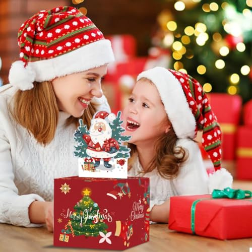 2 Stück Pop Up Geldgeschenk Box für Weihnachten, Überraschungsbox mit Konfetti, Explosion Box für Geldgeschenke, Weihnachten für Freunde, Familie