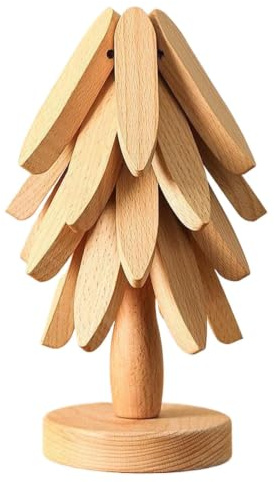 Untersetzer Holz Set Für Baumkunst Tannenbaum Untersetzer Holz Küchenuntersetzer-Set Weihnachtsbaum Topfuntersetzer rutschfeste Baumform Ständer