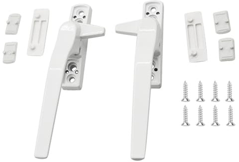 2 Pcs Window Handle, Aluminium Alloy Window Handle Lock, with Installation Screws and Decorative Cover, for Window (White)