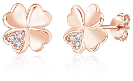 Estrellique Ohrstecker Silber 925, Hypoallergen 925 Sterling Silber Blumen/Pet Paw/Vierblättriger Ohrstecker für Damen Mädchen, Unisex Ziemliche 8mm Helix Tragus Knorpel Schlafen Ohrringe Stecker