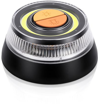 Emergency Warning Light, LED Rotating Beacon with 3 Flash Modes | Battery-operated Warning Light with Magnet, Emergency Strobe Lights for Car & Motorcycle