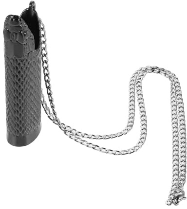 Metallene Feuerzeug Schutzbox mit Kette, Python Relief, Schwarz | Wiederverwendbar, Sicherer Halt, Schutz vor Verlust, Outdoor Survival, Reise, Stilvoll, Einzigartig