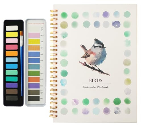 Aquarell Arbeitsbuch Vögel für Anfänger,Aquarell Malbuch Komplettset