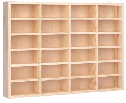 1/64 Modellauto-Vitrine, 24 Fächer Setzkasten aus Holz, Sammlervitrine für Autos Organizer, Wandmontage 39 x 28 x 5 cm (15.4 x 11 x 2 inch)
