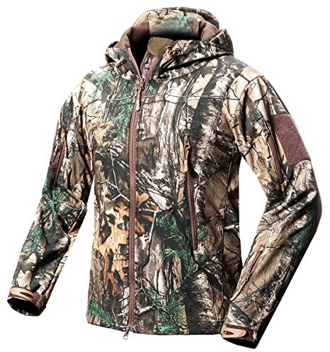 ReFire Gear Men's Soft Shell Military Tactical Jacket Outdoor Camouflage Hunting Fleece Hooded Coat