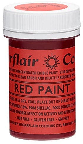 Sugarflair Red Edible Food Paint, for Painting Icing, Sugar Pastes, Flower & Modelling Pastes, Royal Icing, Marzipan & Buttercream - 20g