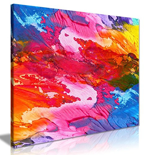 Abstract Modern Art Home Acrylic Colourful Canvas Wall Art Picture Print (16 x 16 Inch)