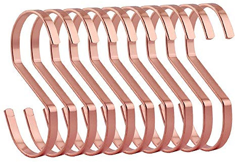 S Shaped Hooks, Morbuy Heavy Duty Hooks Electroplating Steel 10 Pack Hanging Hook for Kitchenware Spoons Pans Pots Utensils Bags Towels Clothes Plants Gardening Tools Bathroom (1 Set, Charm Rose Gold)