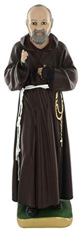 Ferrari & Arrighetti Handbemalte Statue Pater pio aus Gips - 30 cm