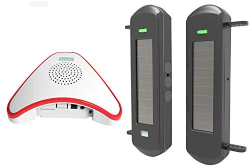 Solar Wireless Driveway Alarm System-800 Meters Long Transmission Range- 100 Meters Wide Sensor Range- No Wiring No Need Replace Battery-Outdoor Weatherproof DIY Security Perimeter Alert System