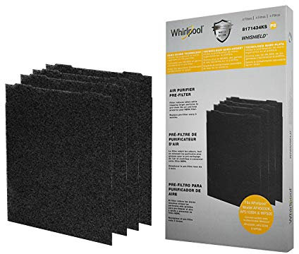 Whirlpool 8171434KS Genuine Charcoal Pre-Filter - Whishield Anti-Microbial Activated - Replacement Fit Air Purifier AP51030K, AP45030K, APR45130L WP500, Large - 4 Pack