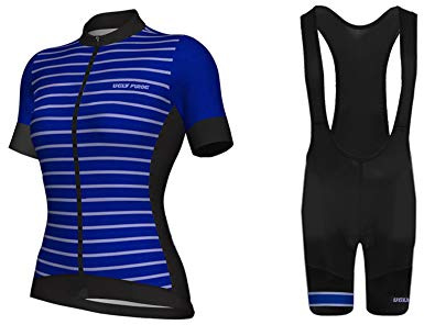 UGLY FROG Damen Radtrikot Set, Atmungsaktiv Quick-Dry Kurzarm Radsport-Shirt + Gel Gepolsterte Shorts