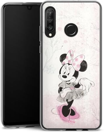 DeinDesign Silikon Hülle kompatibel mit Huawei P30 Lite Case transparent Handyhülle Minnie Mouse Disney Vintage