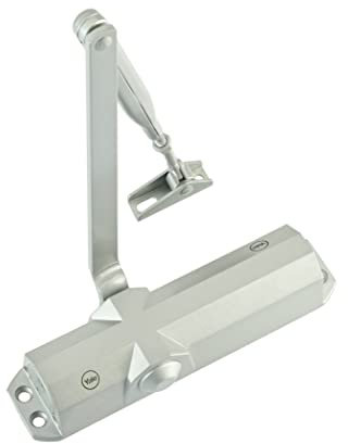 Yale P-4000 Standard Door Closer, Spring Loaded with Adjustable Tensioner, Automatic Closure of Doors Up to 80 kg, Silver Finish
