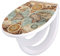 banjado Familien WC Sitz mit Absenkautomatik 44,5x37cm / Klodeckel/Klobrille mit Kindersitz aus hochwertigem Polypropylen/Toilettensitz Kindersitz integriert Motiv Historische Weltkarte