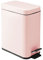 mDesign Petite poubelle moderne rectangulaire avec couvercle en métal, poubelle compacte avec seau à doublure amovible et poignée pour salle de bain, cuisine, salle d'artisanat, bureau, garage – Rose