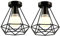 iDEGU 2 Stück Deckenleuchten Industrielle Deckenlampe aus Eisen 20cm Lampenschirm in Käfig Design Vintage Pendelleuchte E27 Beleuchtung Kronleuchter für Wohnzimmer, Schlafzimmer, Restaurent (Schwarz)