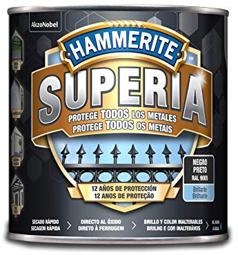 Hammerite Esmalte antioxidante al agua, Negro, 2,5 L