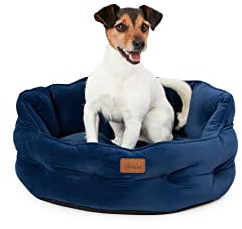 Rosewood x Joules Chesterfield Bed for Dogs, Navy, Small Dog Bed, Comfortable Padded Sides, Non-Slip Base, Luxury Pet Bed for Small Dogs and Cats