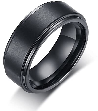 BCughia Eheringe Vintage, Eboy Ring Schwarz Wolfram Einfaches Ringdesign Weihnachten Ringe Herren Größe 62(19.7)