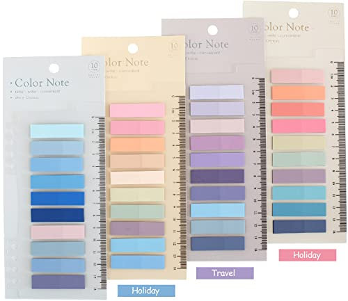 800 Stücke Haftnotizen Tabs, 4 Set Morandi Sticky Notes, Beschreibbare Klebezettel Pastell Tabs mit Herrscher für Pagemarker Haftmarker