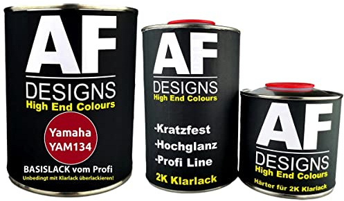 1,25 - Kit de peinture de base pour Yamaha YAM134 - Rouge métallisé - Vernis transparent - Durcisseur de moto prêt à pulvériser