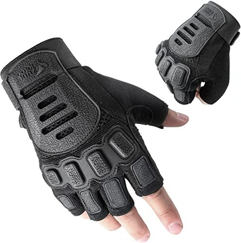 Zune Lotoo Airsoft Handschuhe, Verschleißfeste Halbfinger-Motorradhandschuhe mit Hoher Mobilität, TPR-Aufprallschutz Stoßdämpfende Sommer Taktische Handschuhe mit für Klettern Paintball Outdoor (L)