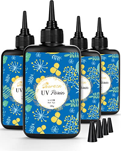 Bsrezn 400g UV Harz Hart, Kristallklar UV Heilung Epoxidharz Kit Vormischung Harz UV Transparent Solar Activated Kleber für Schmuck Making Schnelle Aushärtung
