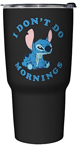 Disney Stitch Mornings - Tazza termica da viaggio in acciaio INOX, 765 ml, multicolore