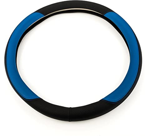 LST Lenkradschoner Lenkradbezug Abdeckung Ø 38x9cm / 15x3,5 Zoll schwarz blau