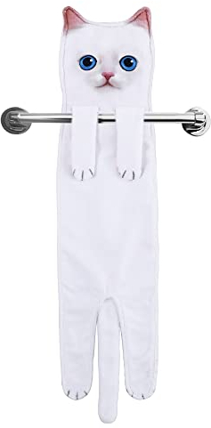 AGRIMONY Divertidos Gatos Toalla de Mano-Decoración Gato Toalla Colgantes para Baño Trapos de Cocina-Animal Absorbente Suave Toallas-Regalos Graciosos para Originales Mujer Amantes de Los Gatos