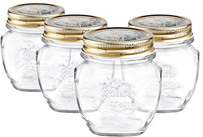 Borlioli Rocco 4X Clair 300ml Quattro Stagioni Glass de Conservation des Pots - Paies de vis ètanche è l'air de Stockage de Conserve de Conserve de Confiture de Confiture maèon