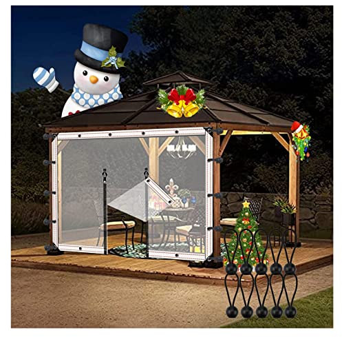 LGJEGD Pergola Plane transparent mit ösen mit Ösen und elastische Schnur 0,3mm Fenster Kunststoff for Winter mit Reißverschluss Tür, 60 Größen (Color : Clear, Size : 5.9x7.22'/1.8x2.2m)