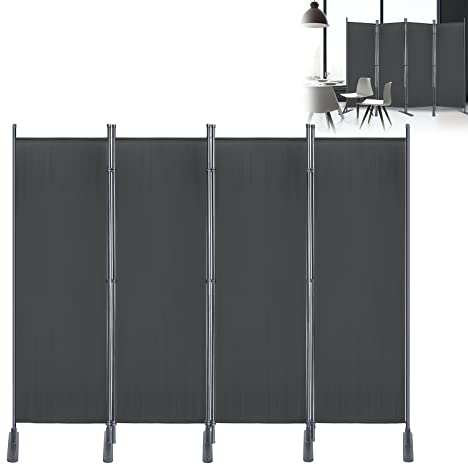 YRHome Paravent 4 pièces, 225 x 180 cm, flexible, brise-vue, avec serre-câbles et clous, pour chambre à coucher, salon, bureau (anthracite)