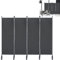YRHome Paravent Raumteiler 4 teilig 225x180cm flexibel Trennwand Sichtschutz Stellwand Raumteiler Sichtschutzwand mit Kabelbinder & Nägel für Schlafzimmer Wohnzimmer Büro (Anthrazit)