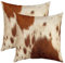 Kuhfell Kissenbezüge 45x45cm 2er Set Kissenbezüge Kuhfell Gedruckt Kissenbezug Kissenhülle Kopfkissenbezug Western Bauernhof Tier Haut Beige Braun Sofakissen Couchkissen für Sofa