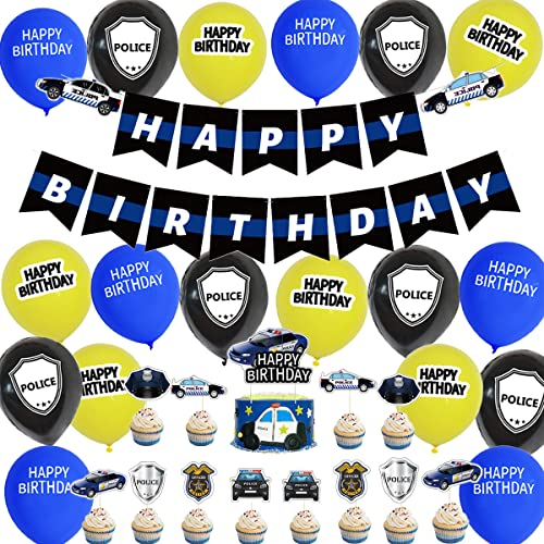 Polizei Geburtstagsfeier Dekorationen, Polizei Luftballons Set, Polizeibanner, Polizei Luftballons, Polizei Kuchen Topper, Polizei Thema Geburtstagsfeier Deko für Kindergeburtstage