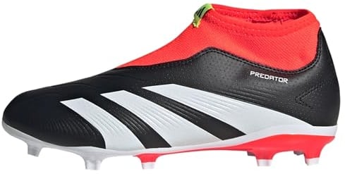 adidas Predator 24 League Laceless Firm Ground Boots, Scarpe da Calcio, Core Black/Cloud White/Solar Red, EU