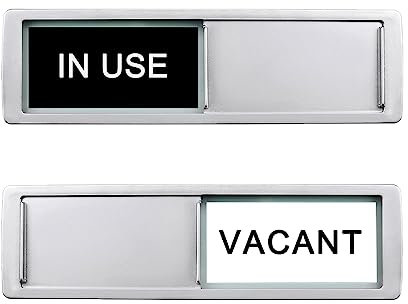 Vacant In Use Door Sign,Vacant Occupied Sign for Home Office Restroom Conference Hotels Hospital, Slider Door Indicator Tells Whether Room Vacant or In Use, 7'' x 2'' - Black&White