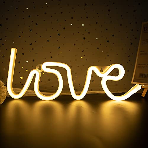 DWOOKE Love Neon Light, LED Sign, Warm White Battery & USB Powered Wall Decor for Girl's Bedroom, Wedding, Valentine's Day, Party - Accessories and Gifts