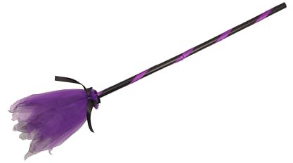 Ciao- Scopa da Strega (85cm, smontabile) con Tulle Bicolore, Viola/Nero Accessorio Travestimento, Colore, Media, 31455