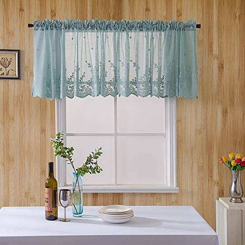 Mantovana Tenda per Finestra, Tendina Corta 130 * 41cm, Voile con Tasca per Asta, Tende Mantovane per Cucina Balcone Camera Bar, Tendine Finestra per Atmosfera Caffè (Verde)
