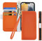 GEPAS Tiyoo Flip Phone Case for iPhone 12/iPhone 12 Pro, Magnetic Wallet Case with Lychee Pattern PU Leather, Shockproof, Orange