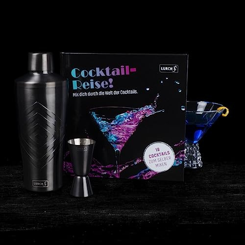 Lurch 240798 Cocktail-Set: 3tlg Cocktailshaker, Jigger/Barmaß und Cocktailbuch, Geschenk- und Einsteiger-Set